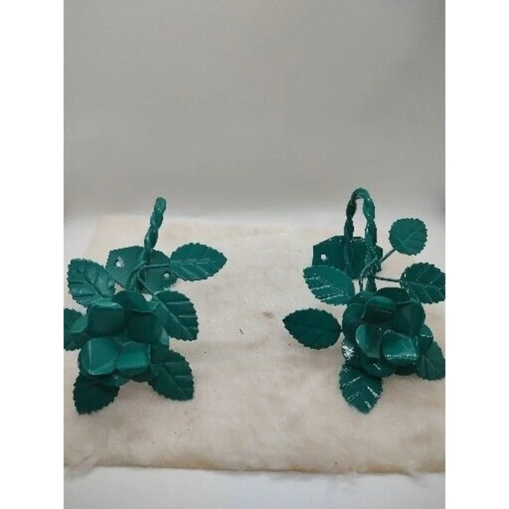 Metal Green Floral &Leaves Curtain Tie Backs With Hardware